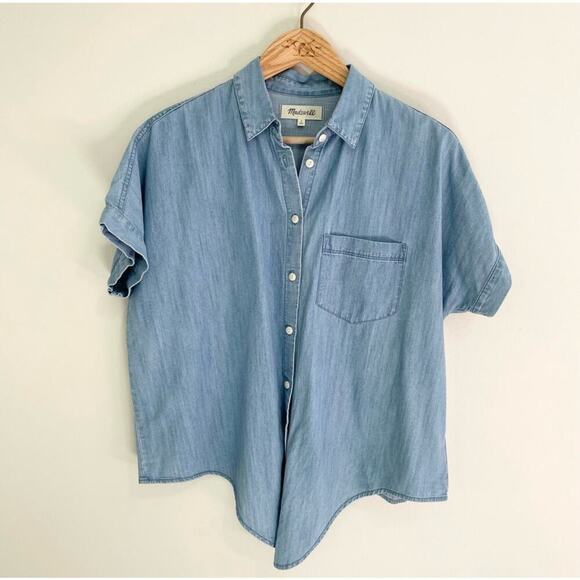 Madewell Chambray Denim Knot Front Top - Picture 2 of 5
